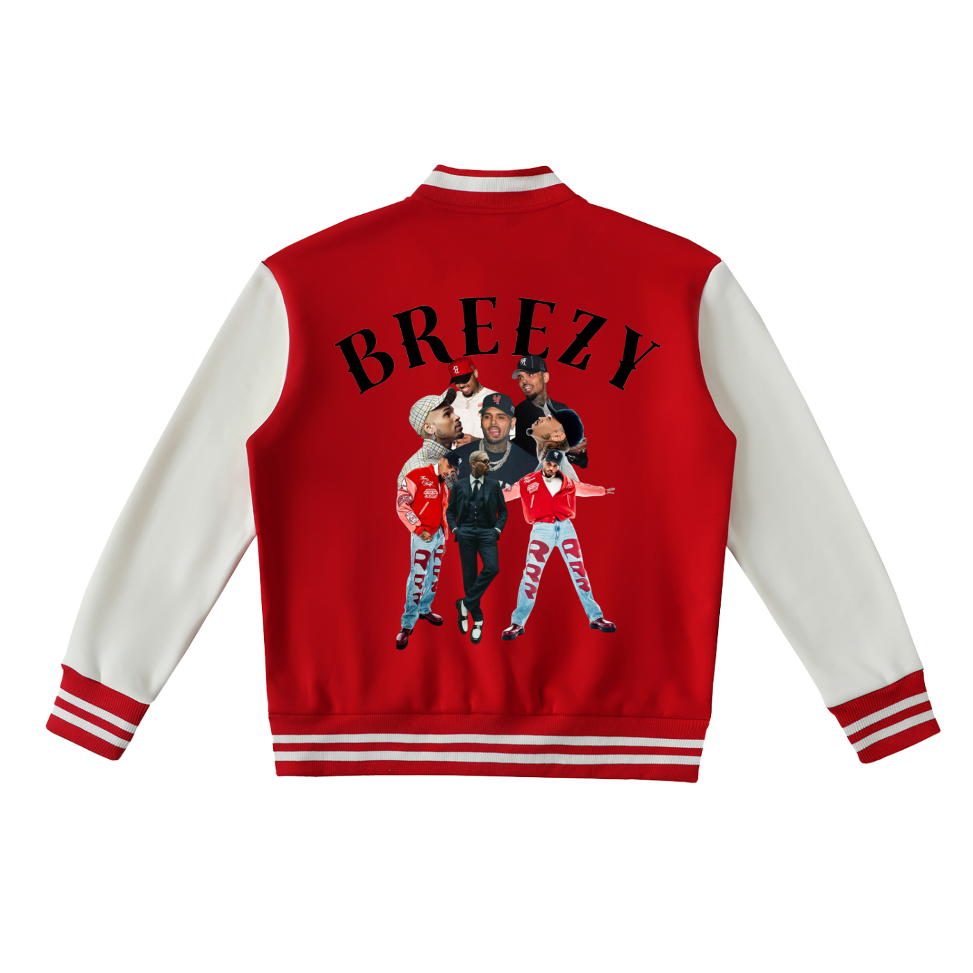 Two-Tone Fleeced Varsity Jacket- CHRIS BROWN